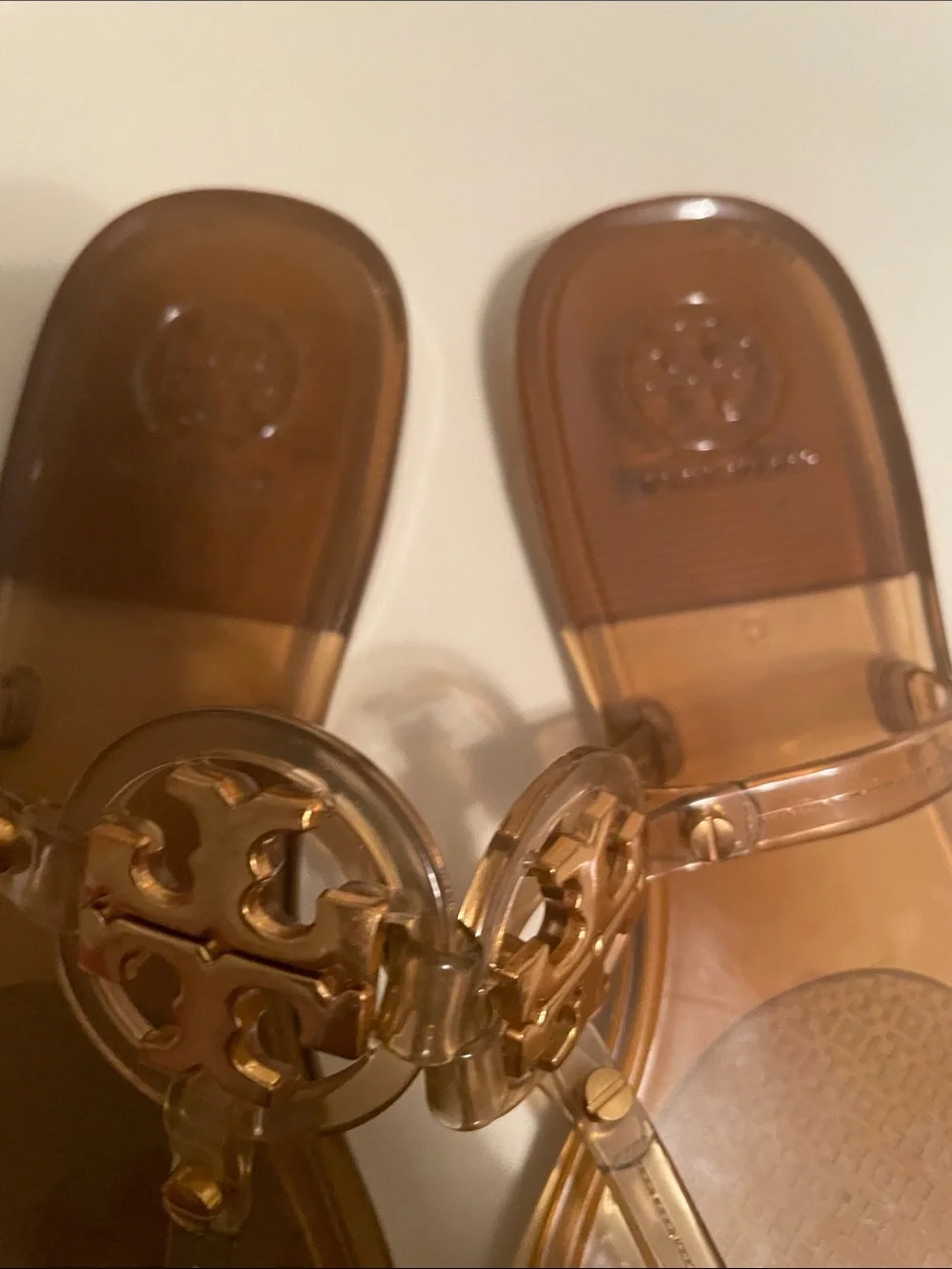 Tory Burch Transparent Jelly Logo Thong Sandals